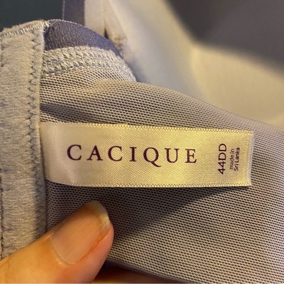 Cacique Blue Floral Cotton Plunge Bra Size 44 - Picture 6 of 9